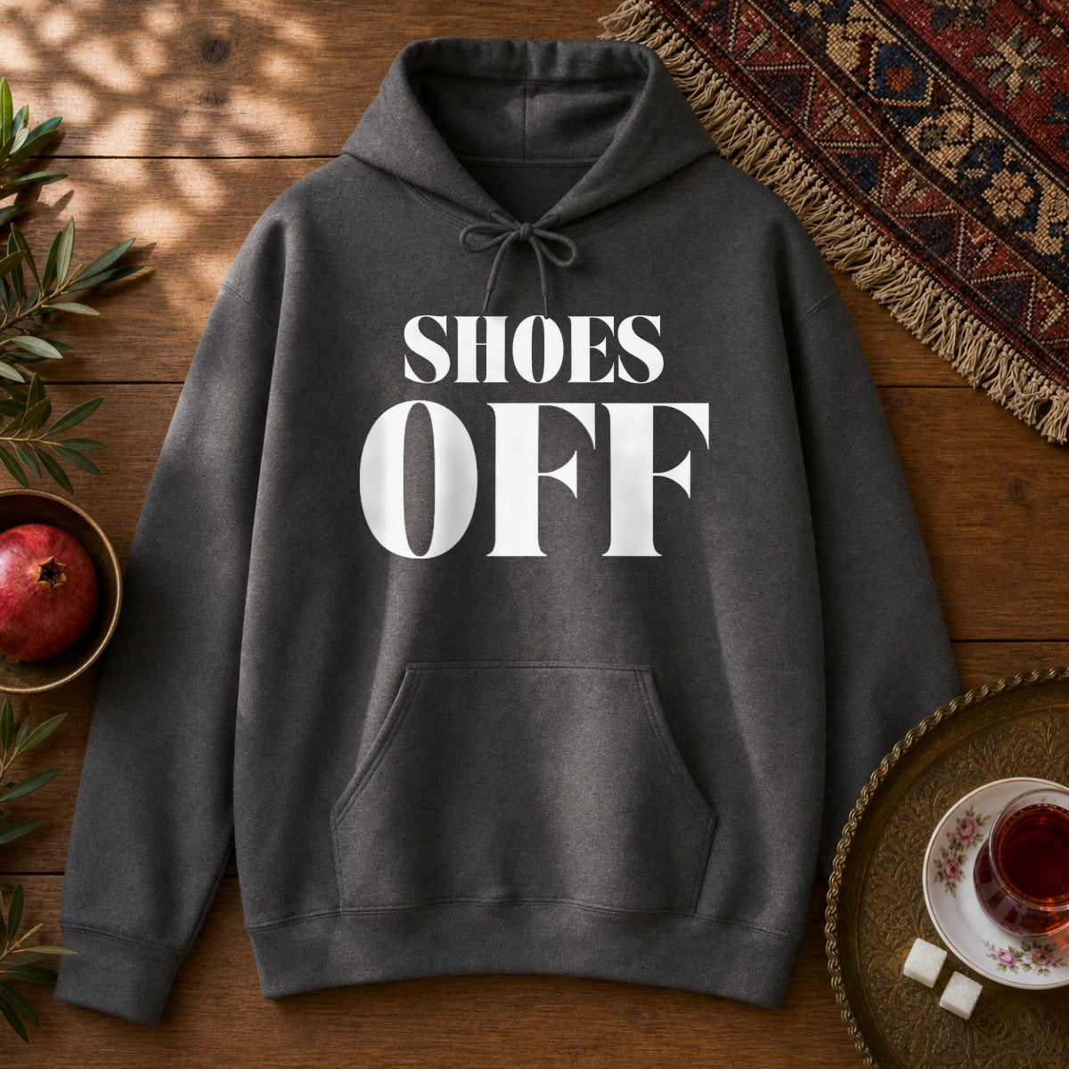 Shoes Off Hoodie - Dark Heather