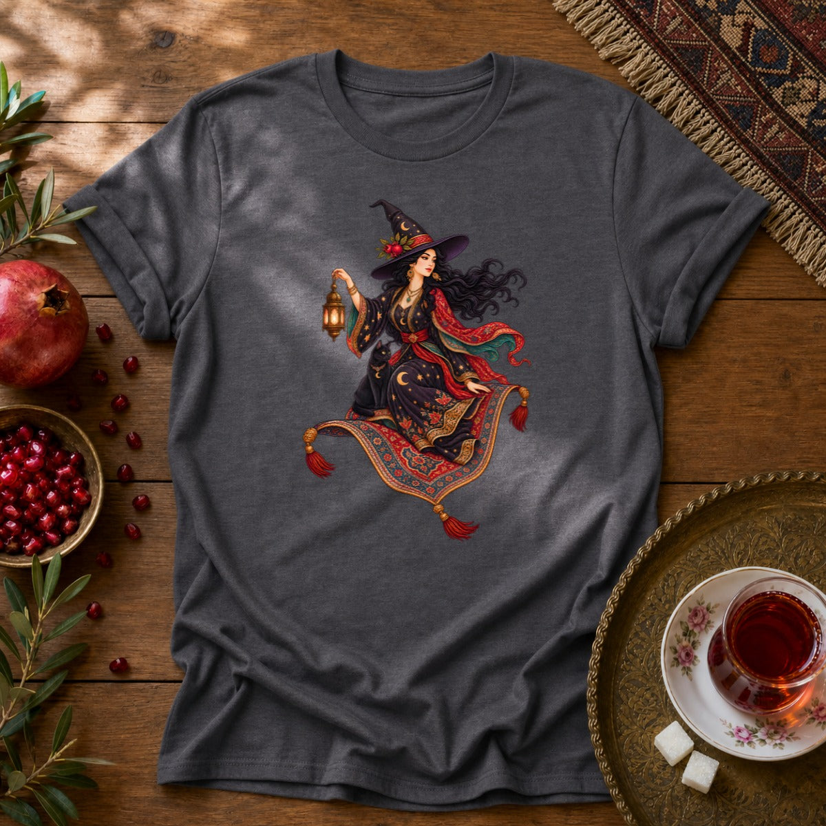 Witch and the Magic Carpet Unisex T-Shirt - Dark Heather