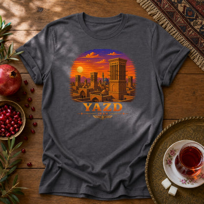 Yazd Windcatchers - Pixel Art Unisex T-Shirt - Dark Heather