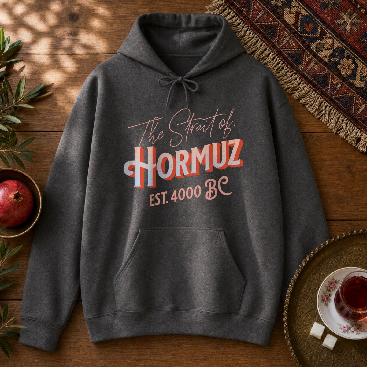 The Strait of Hormuz Hoodie - Dark Heather