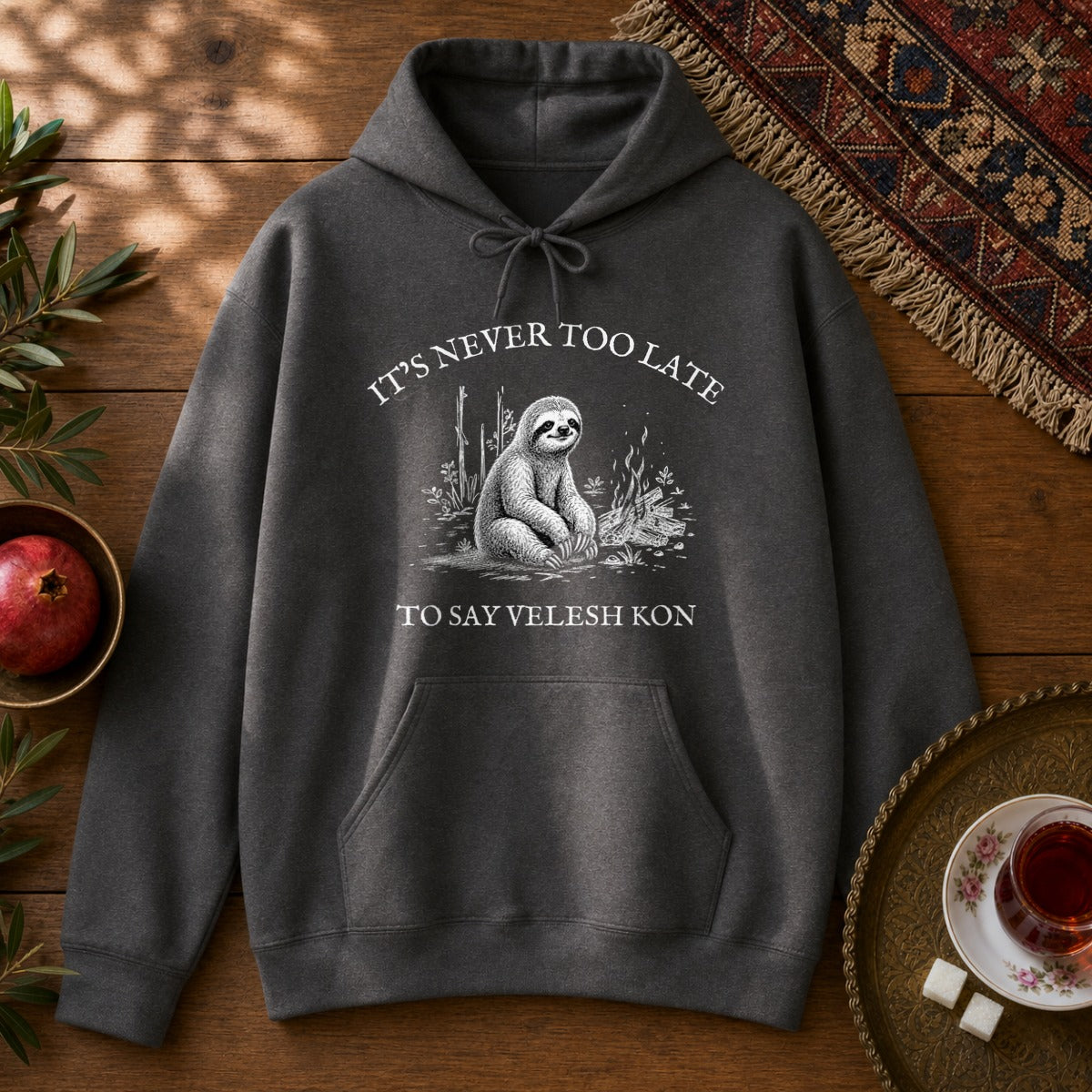 Velesh Kon Sloth Hoodie - Dark Heather