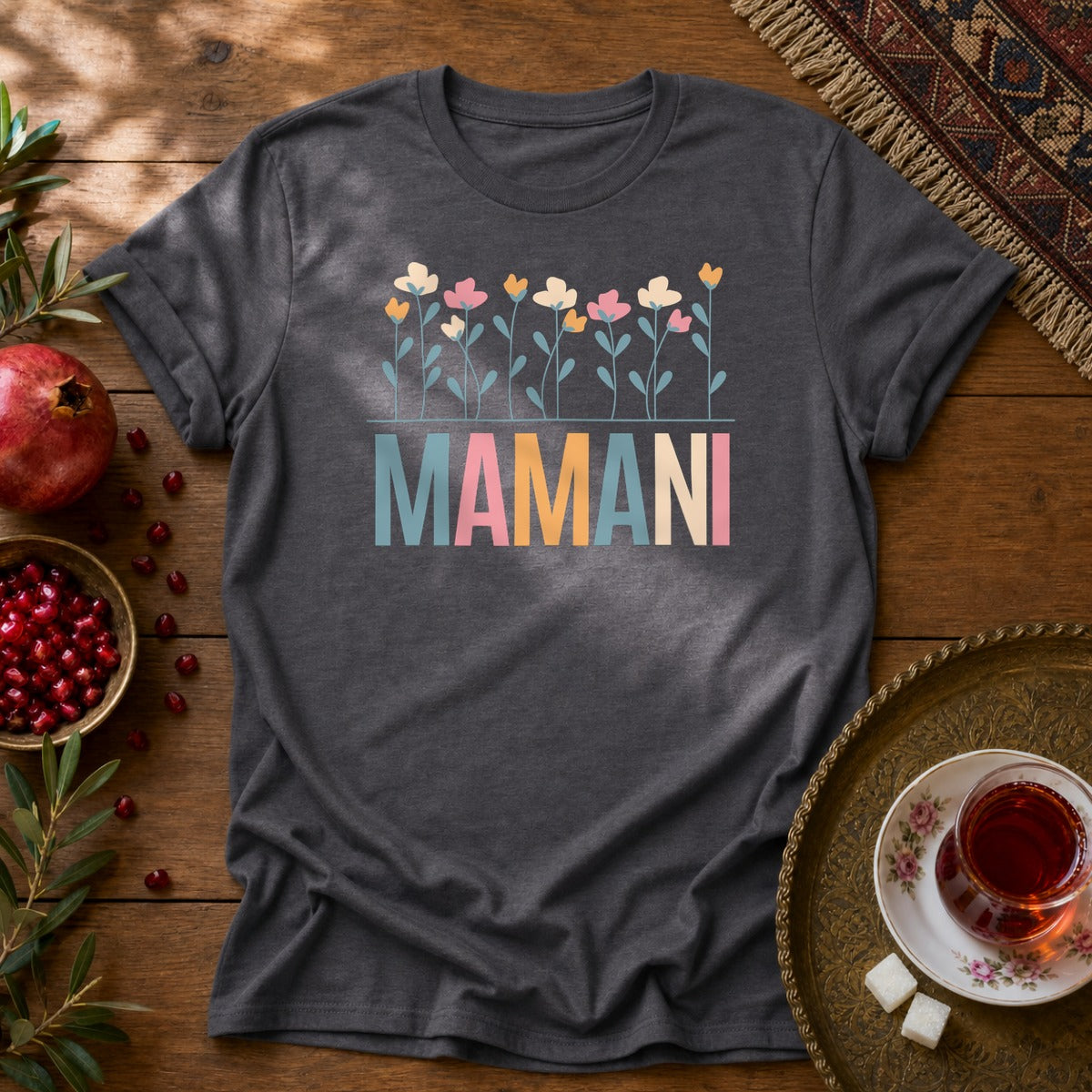 Mamani Floral Unisex T-Shirt - Dark Heather