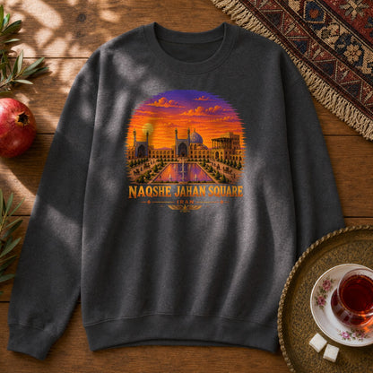 Naqshe Jahan Square - Pixel Art Sweatshirt - Dark Heather