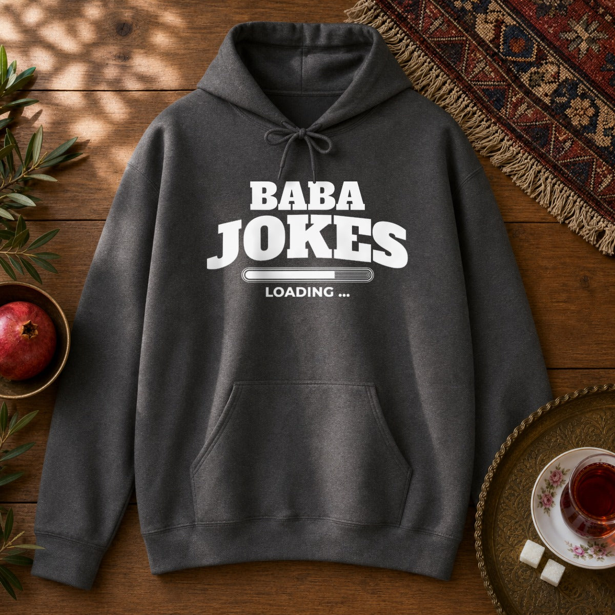 Baba Jokes Loading Hoodie - Dark Heather