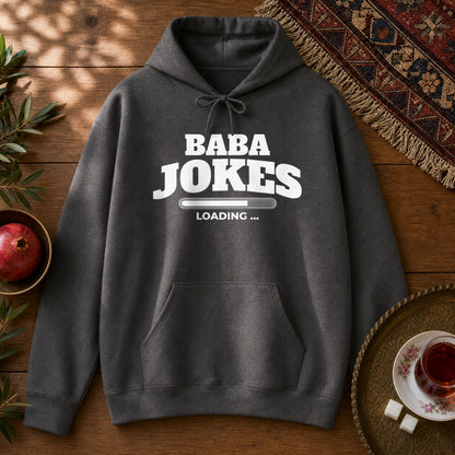 Baba Jokes Loading Hoodie - Dark Heather