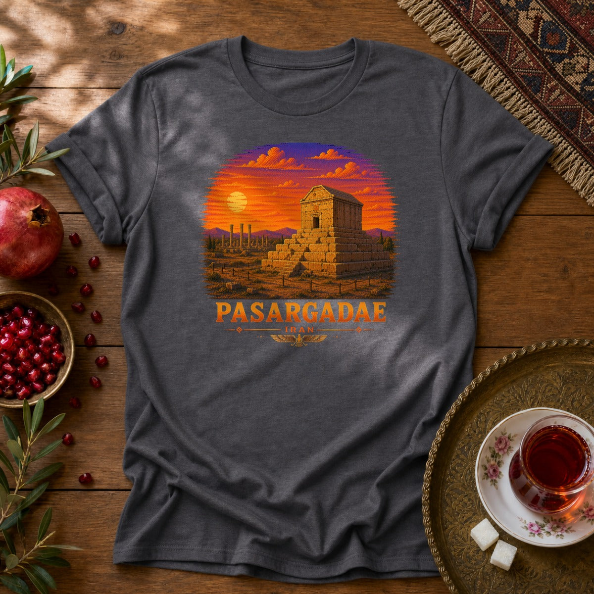 Pasargadae - Pixel Art Unisex T-Shirt - Dark Heather
