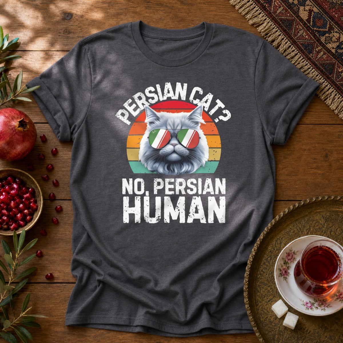 Persian Cat Human Unisex T-Shirt - Dark Heather
