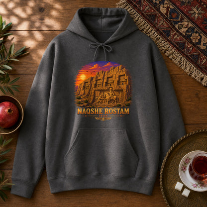 Naqshe Rostam - Pixel Art Hoodie - Dark Heather