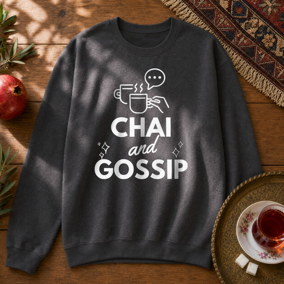 Chai and Gossip Sweatshirt - Dark Heather