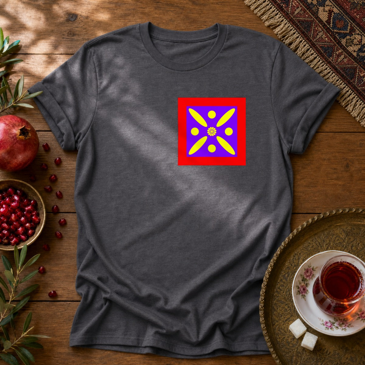 Derafshe Kaviani - Chest Print  Unisex T-Shirt - Dark Heather