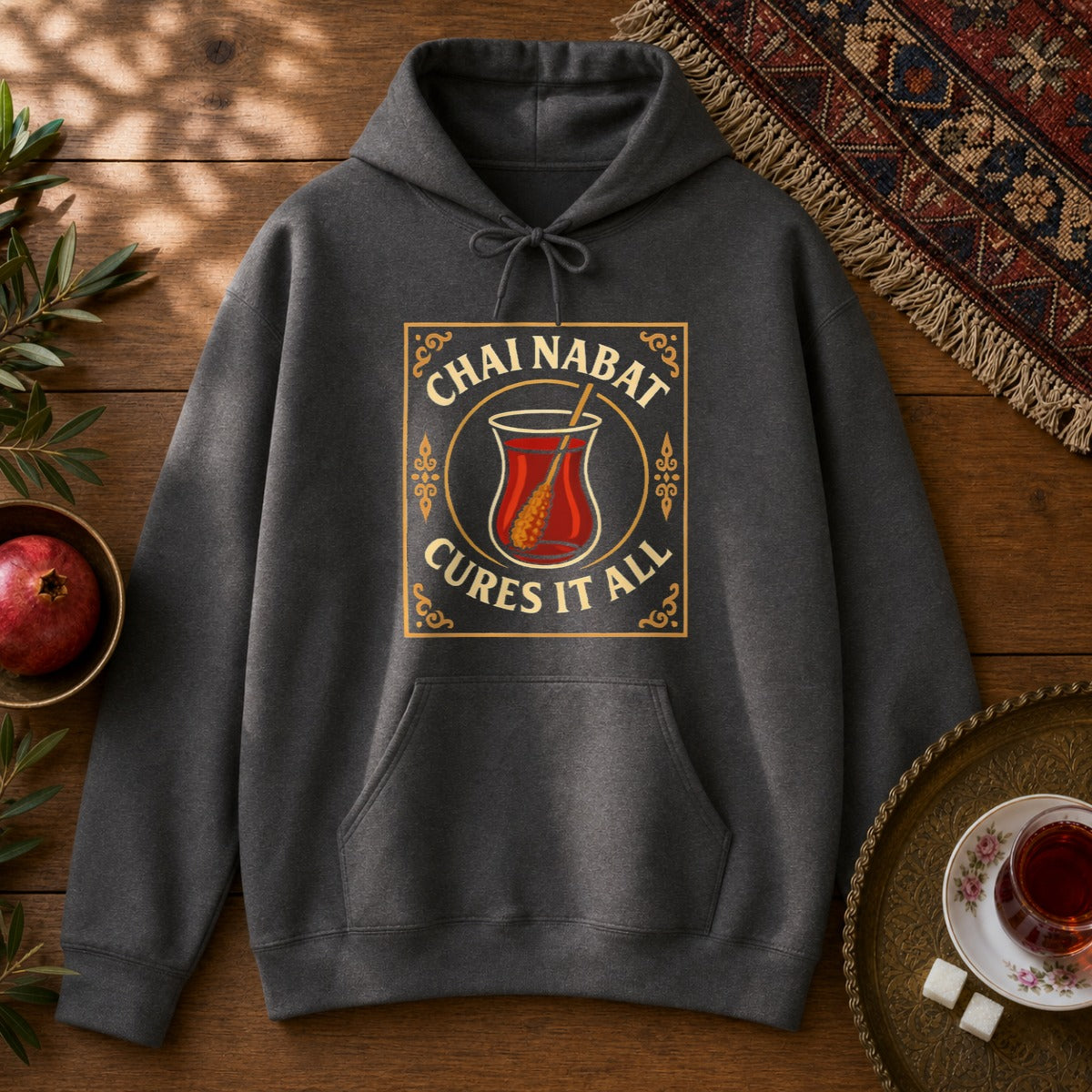 Chai Nabat Cures it All Hoodie - Dark Heather