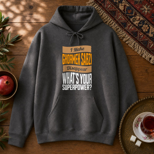 I make Ghormeh Sabzi disappear Hoodie - Dark Heather