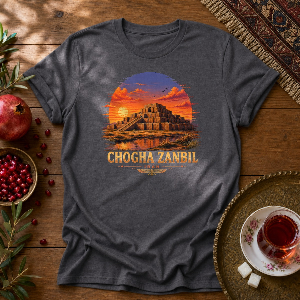 Chogha Zanbil - Pixel Art Unisex T-Shirt - Dark Heather