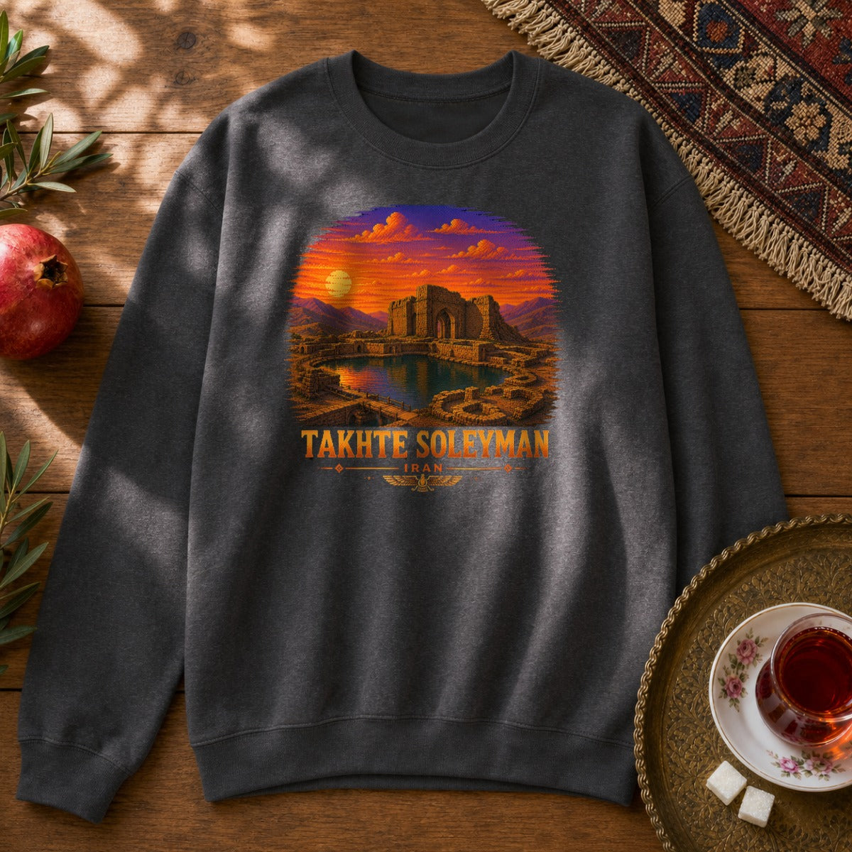 Takhte Soleyman - Pixel Art Sweatshirt - Dark Heather