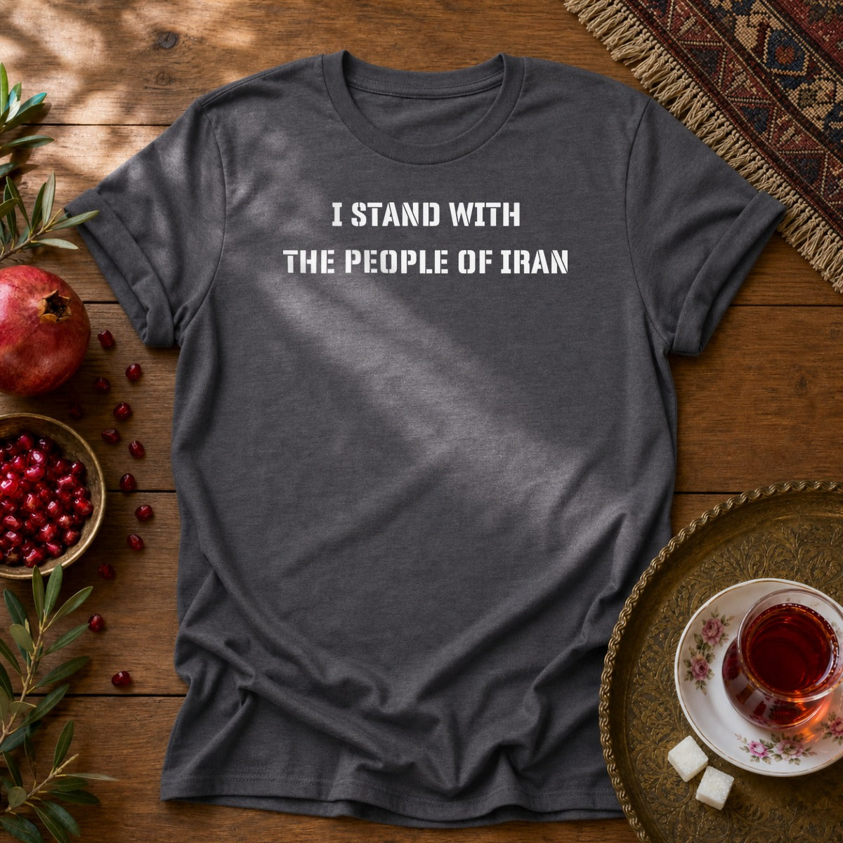 I Stand with the People of Iran - Stencil Unisex T-Shirt - Dark Heather