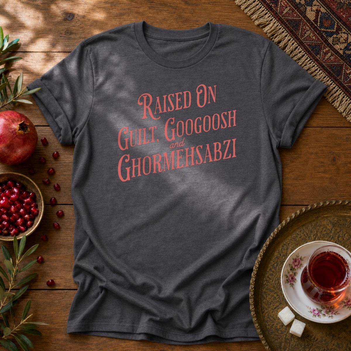 Guilt, Googoosh & Ghormehsabzi Unisex T-Shirt - Dark Heather