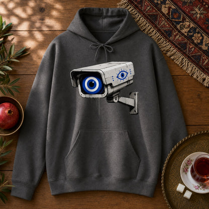 Evil Eye Watching Hoodie - Dark Heather