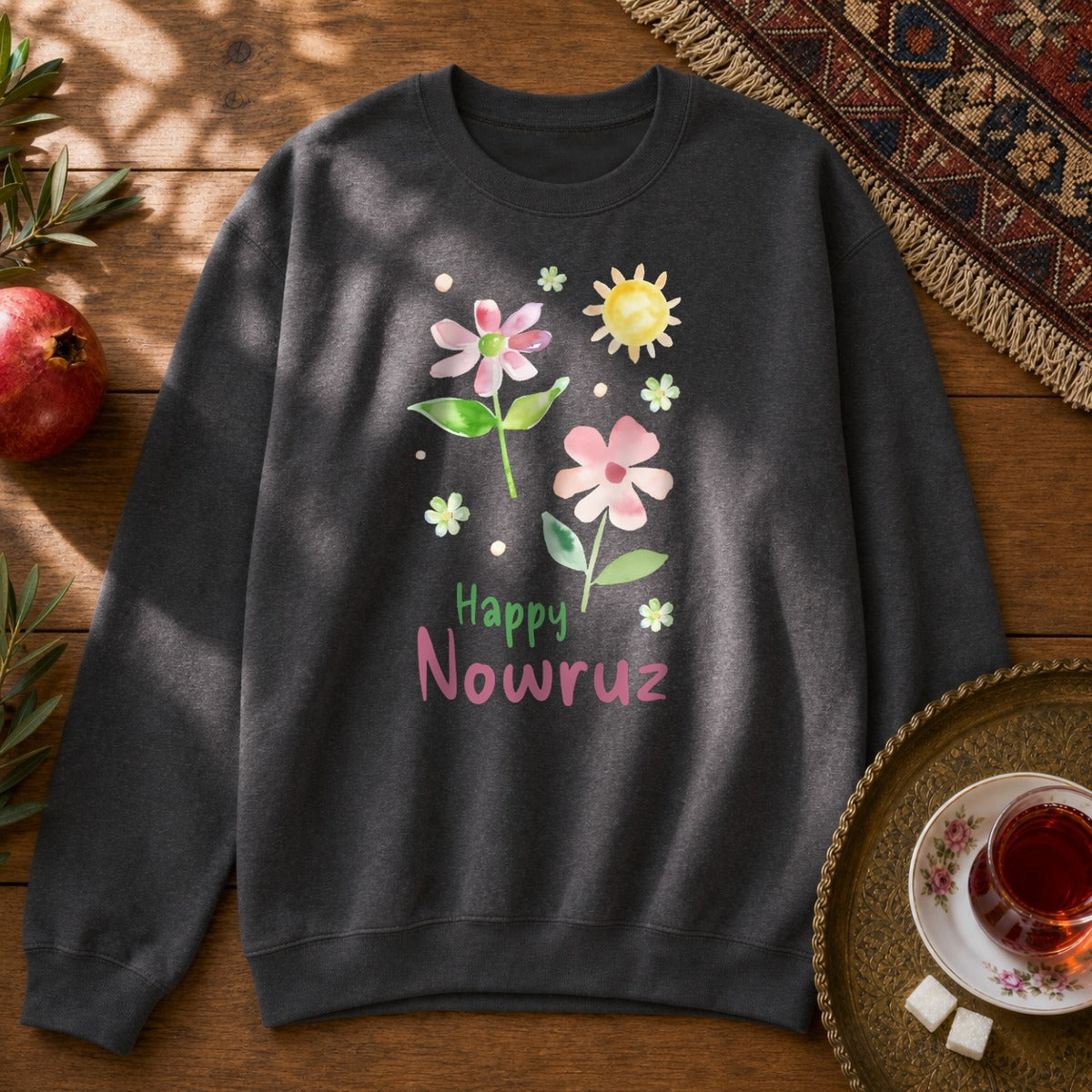 Happy Nowruz - Watercolor Sweatshirt - Dark Heather