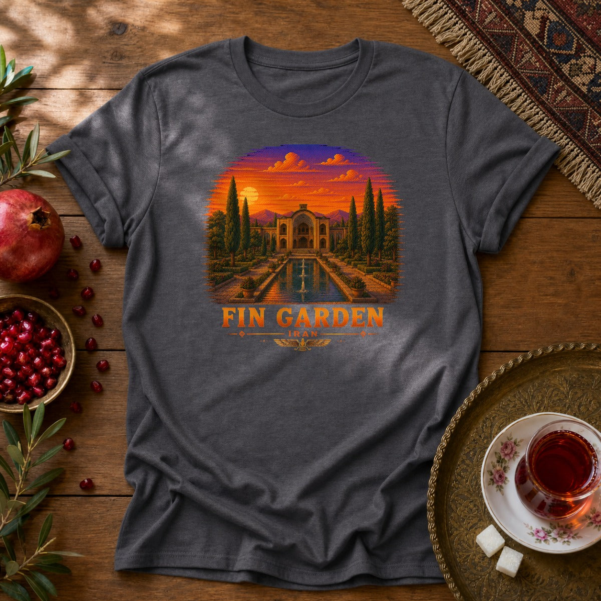 Fin Garden - Pixel Art Unisex T-Shirt - Dark Heather