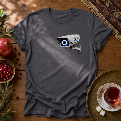 Evil Eye Watching Unisex T-Shirt - Chest Print - Dark Heather
