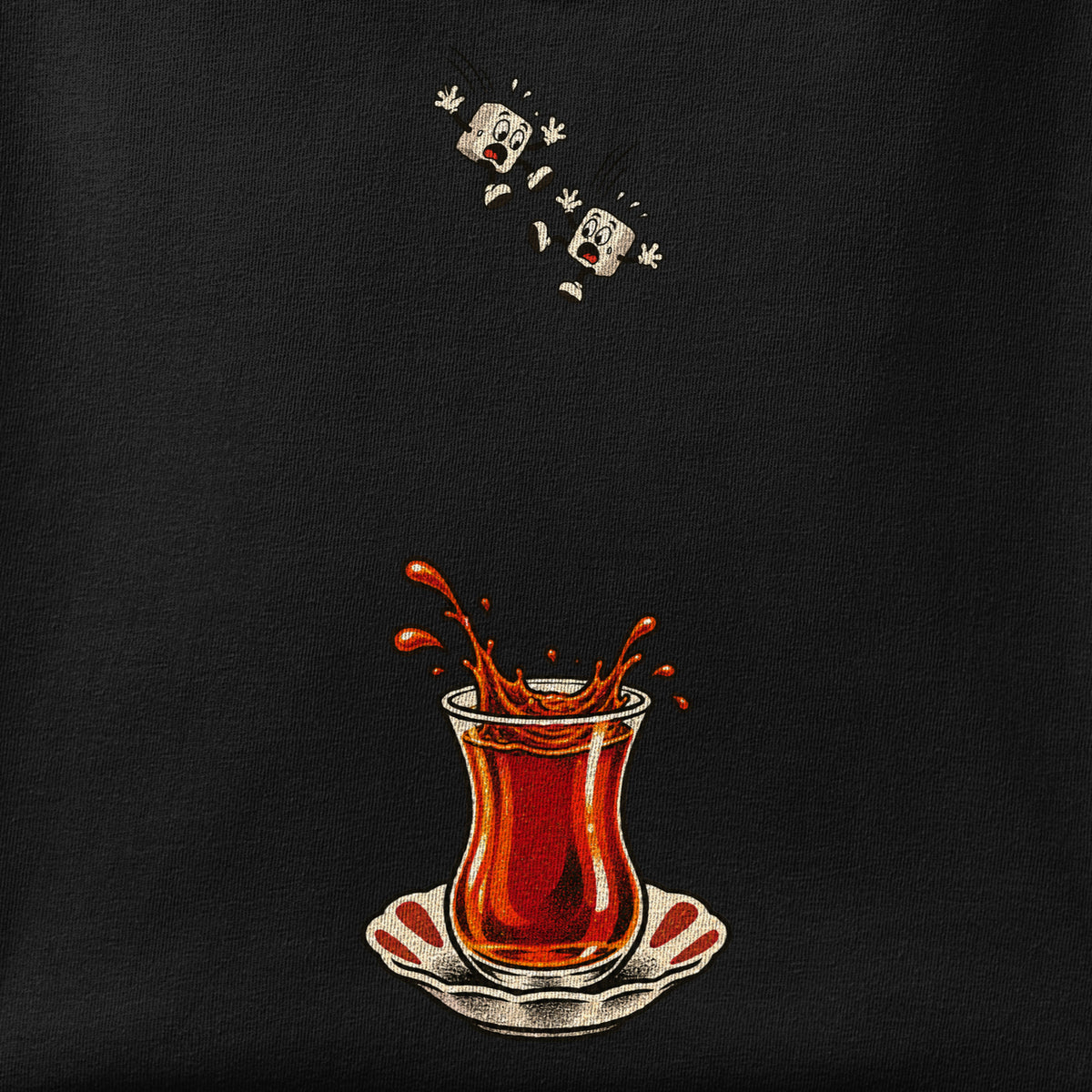 Close-up of the Diving Ghands print showing ink detail on the fabric