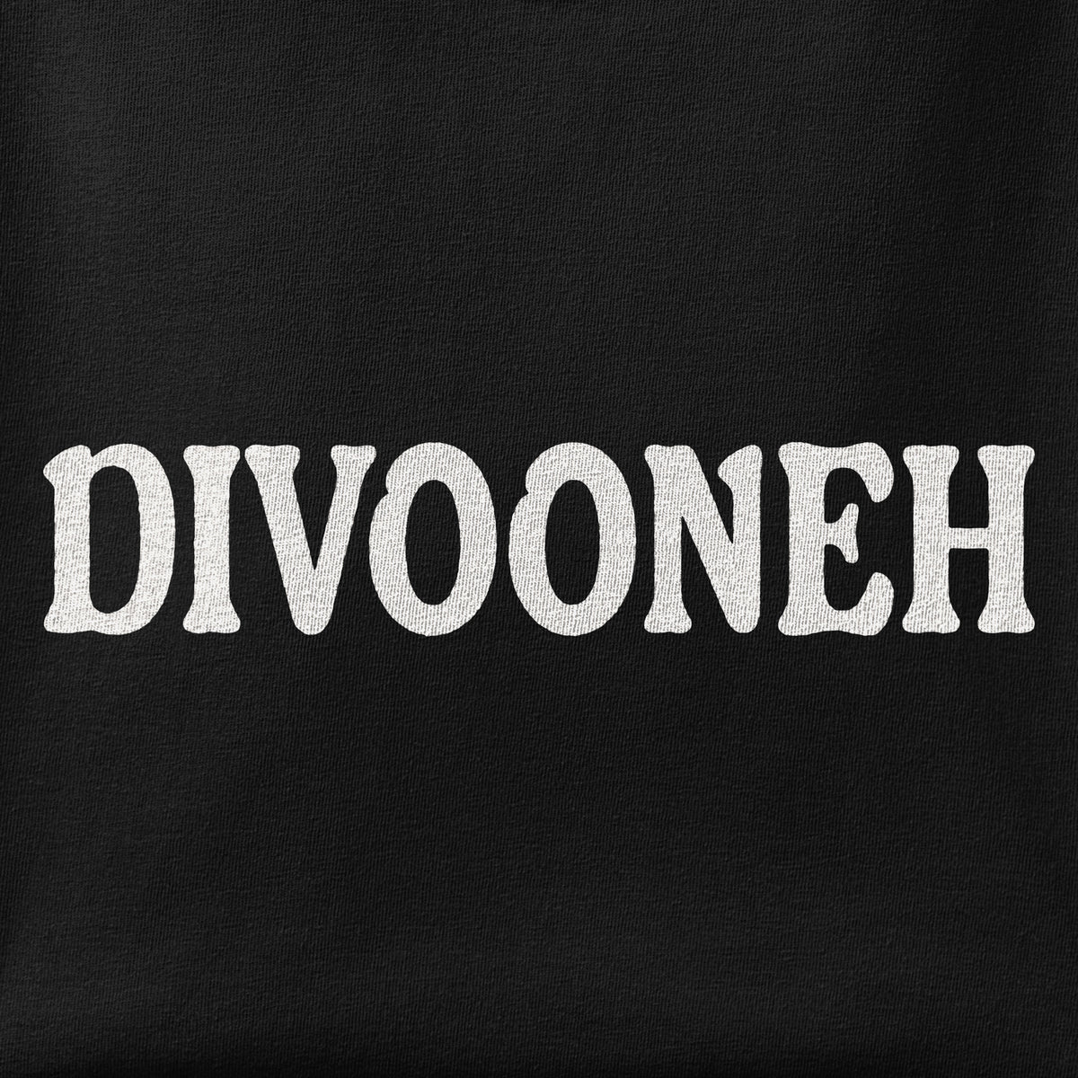 Close-up of the Divooneh print showing ink detail on the fabric