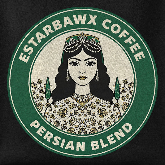 Close-up of the Estarbawks print showing ink detail on the fabric