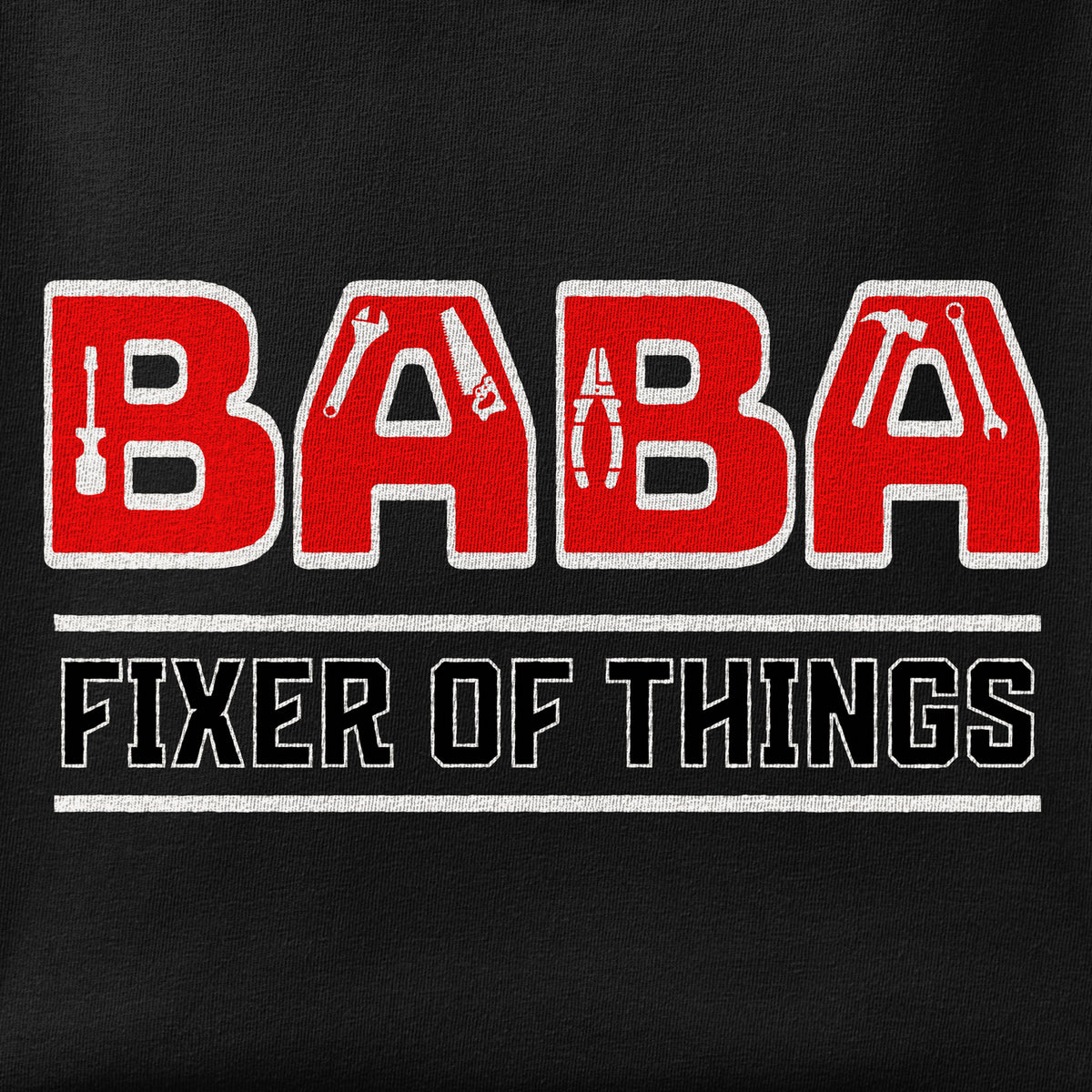 Close-up of the Fixer Baba print showing ink detail on the fabric
