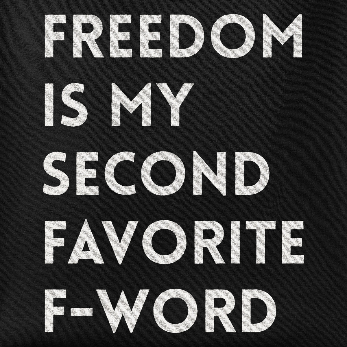 Close-up of the Freedom is my Second Favorite F-word II print showing ink detail on the fabric