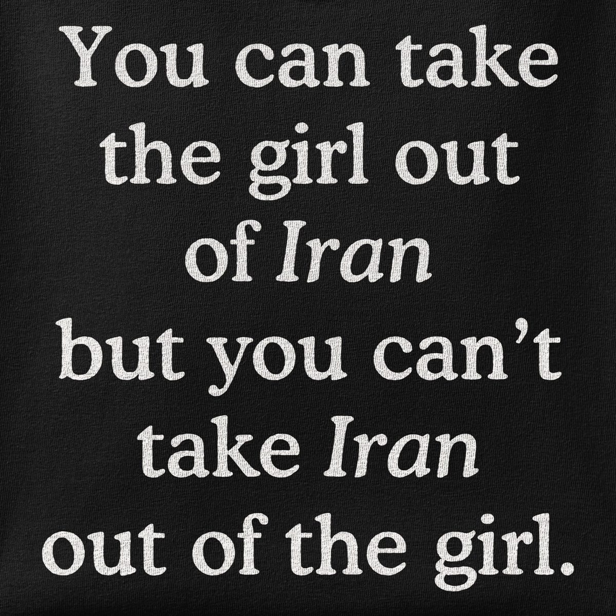 Close-up of the Girl out of Iran print showing ink detail on the fabric
