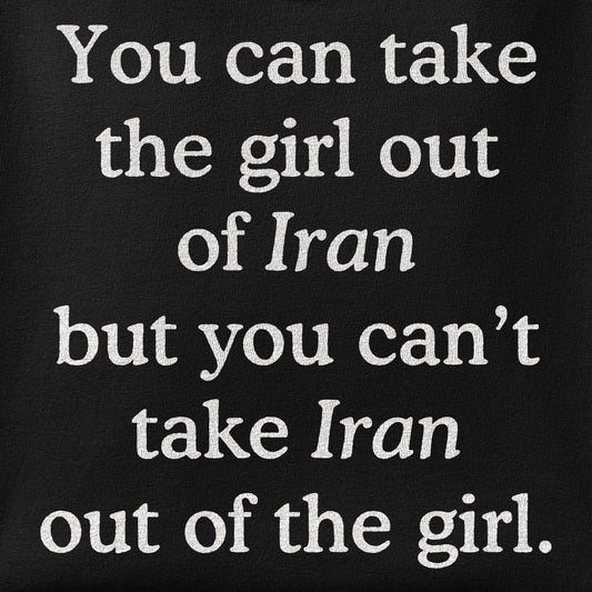 Close-up of the Girl out of Iran print showing ink detail on the fabric