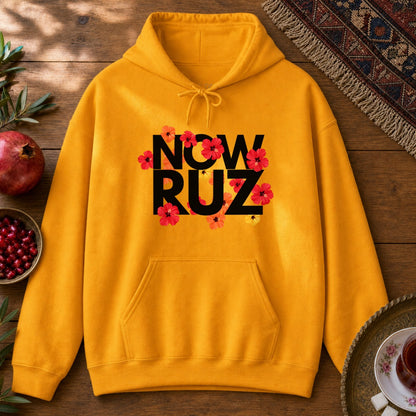 Nowruz - Floral Typography Hoodie - Gold