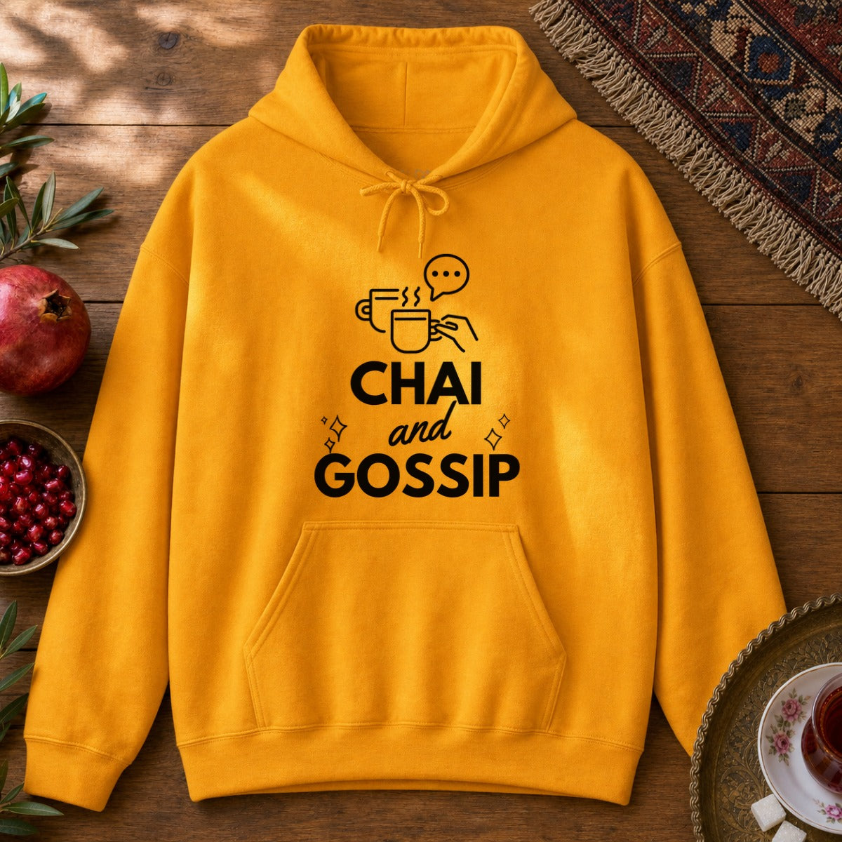 Chai and Gossip Hoodie - Gold