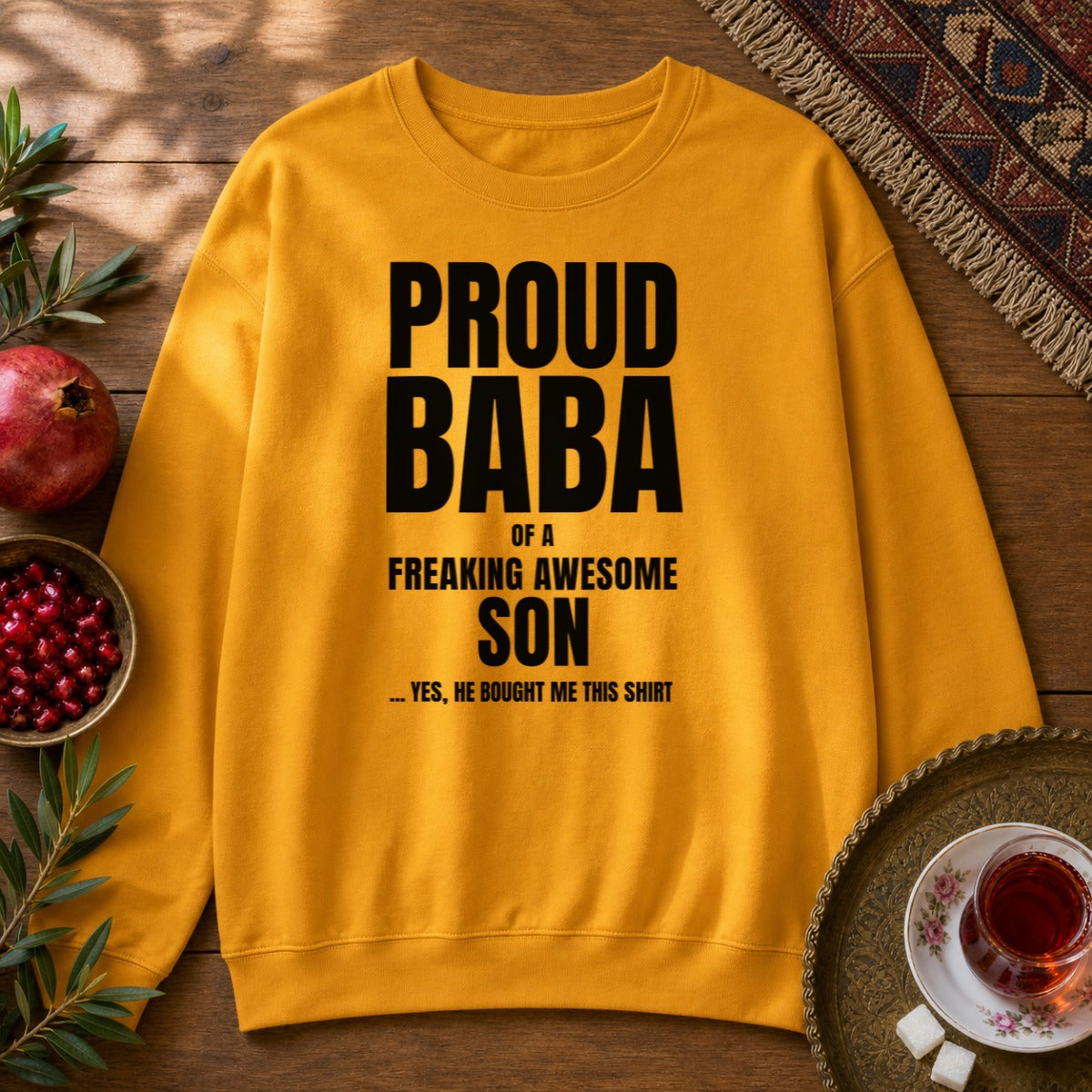 Proud Baba of a Son Sweatshirt - Gold