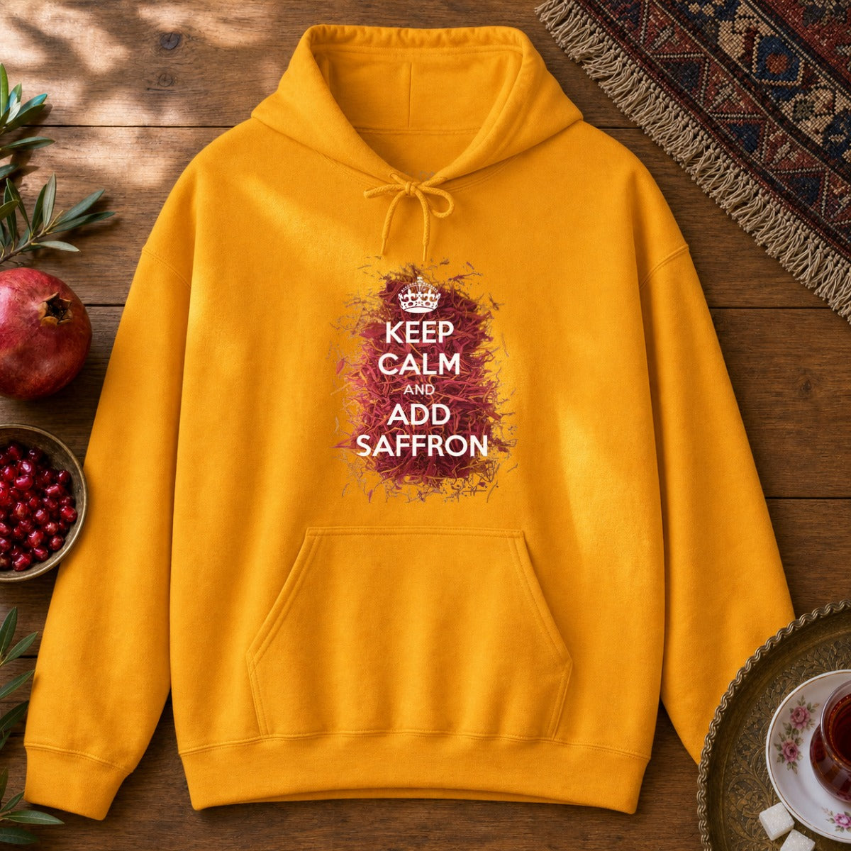 Keep Calm and Add Saffron Hoodie - Gold