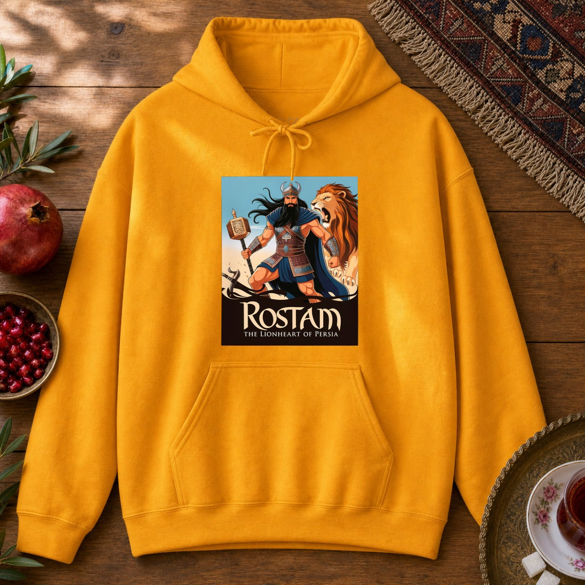 Rostam, the Lionheart of Persia Hoodie - Gold