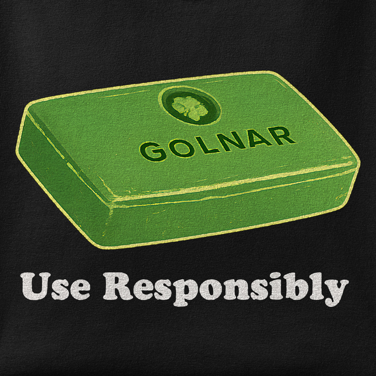 Close-up of the Golnar print showing ink detail on the fabric