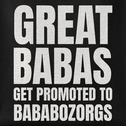Close-up of the Great Babas Get Promoted to Bababozorgs print showing ink detail on the fabric
