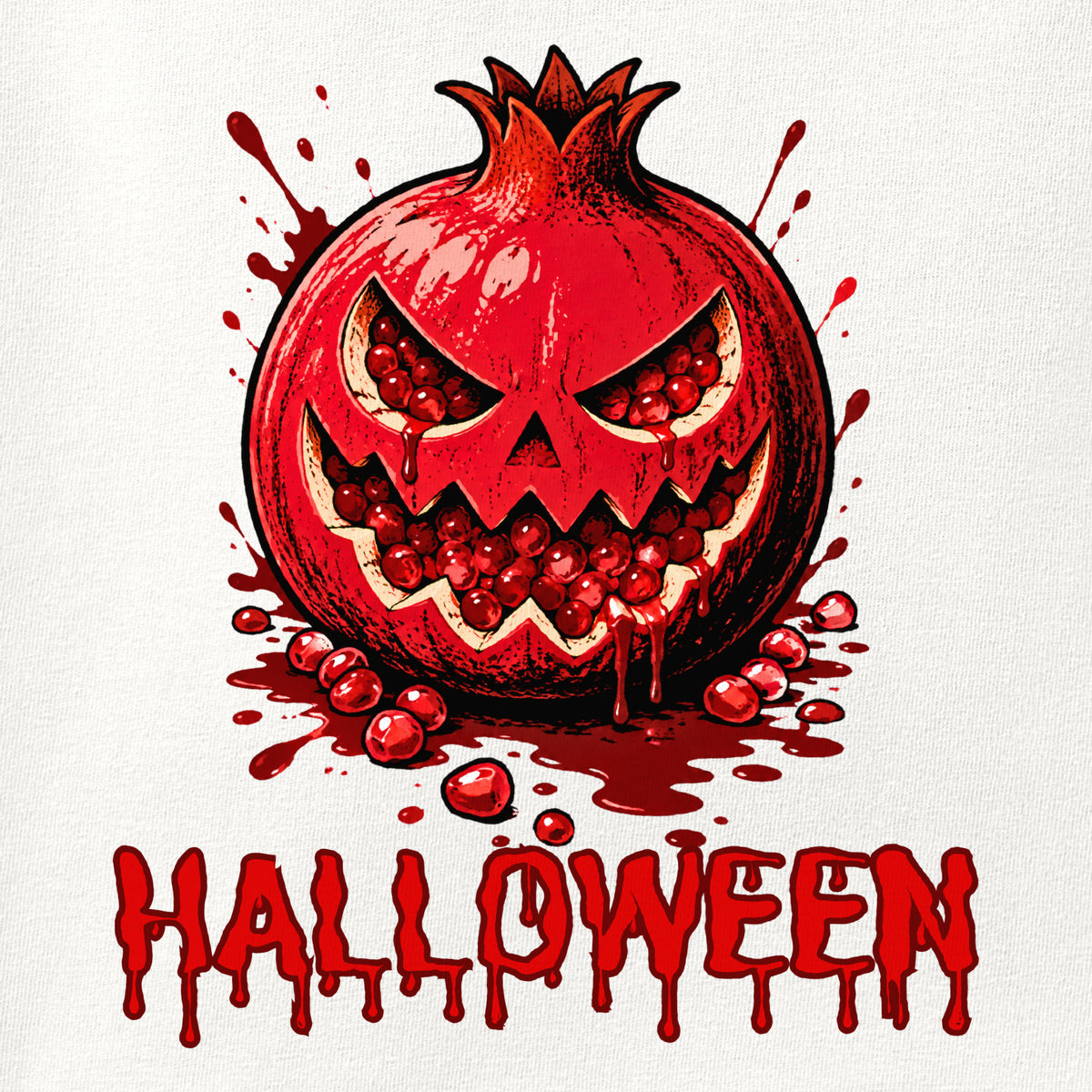 Close-up of the Halloween Anar print showing ink detail on the fabric