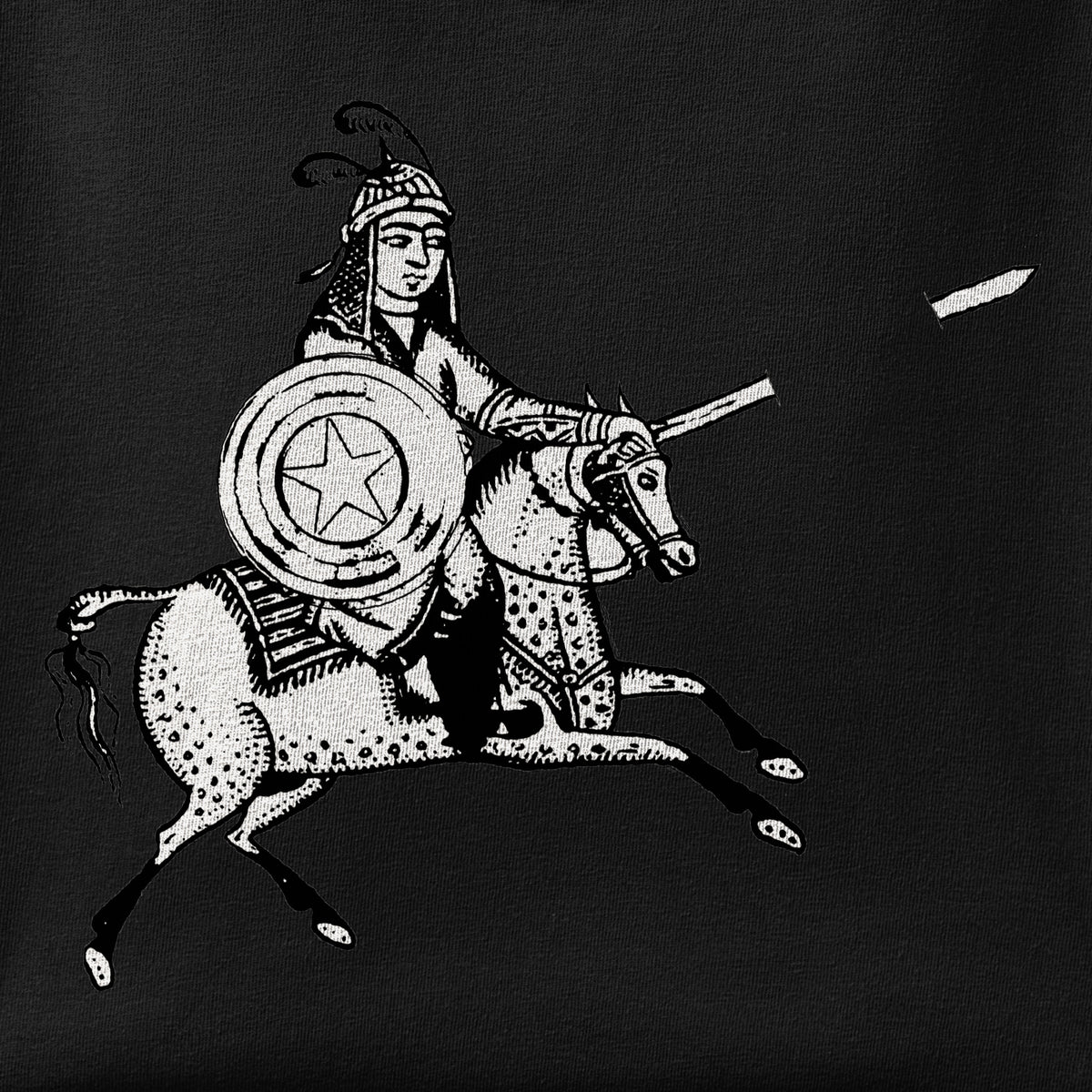 Close-up of the Heartbreak Hero print showing ink detail on the fabric