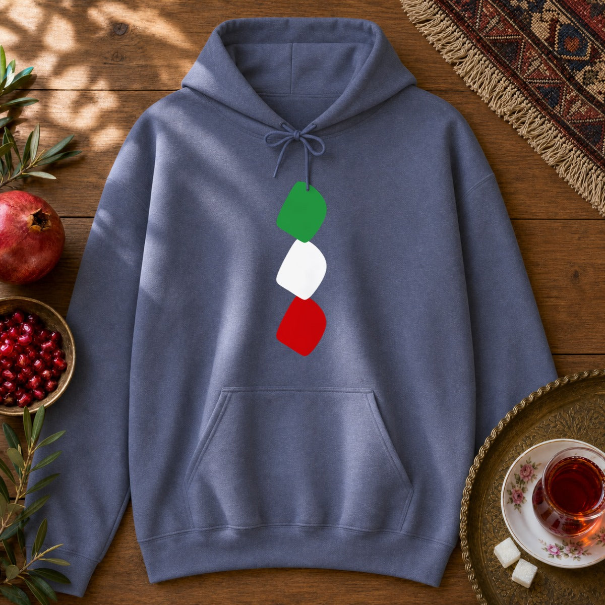 3 Noqte Iran Flag Hoodie - Heather Navy