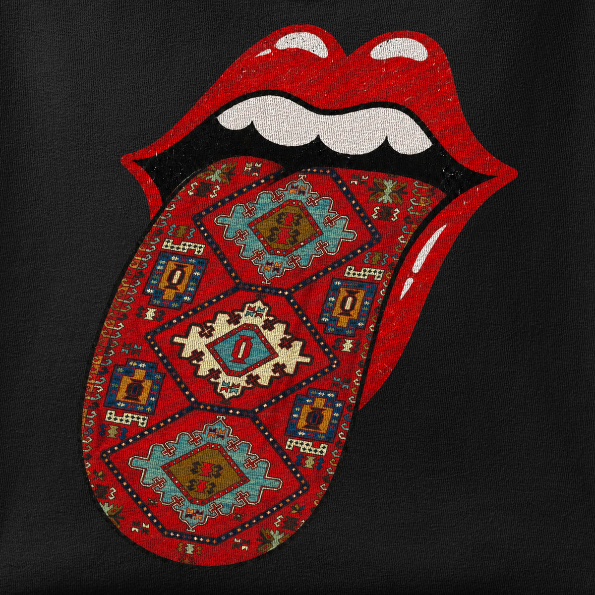 Close-up of the Hot Lips print showing ink detail on the fabric