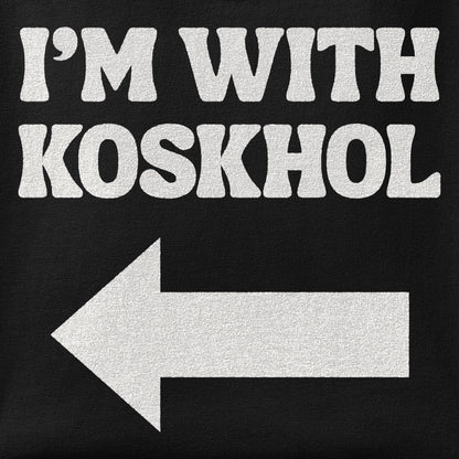 Close-up of the I'm with Koskhol - Left print showing ink detail on the fabric