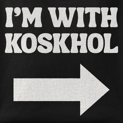 Close-up of the I'm with Koskhol - Right print showing ink detail on the fabric