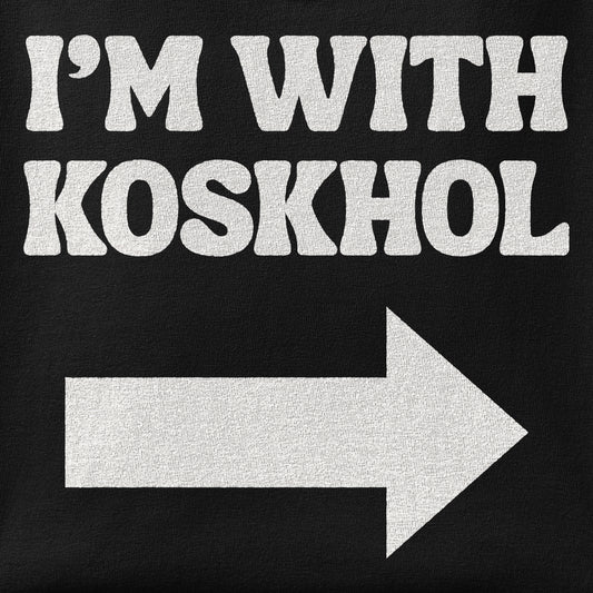 Close-up of the I'm with Koskhol - Right print showing ink detail on the fabric