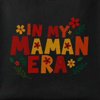 Close-up of the In My Maman Era print showing ink detail on the fabric