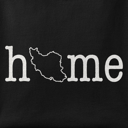 Close-up of the Iran Home Map print showing ink detail on the fabric