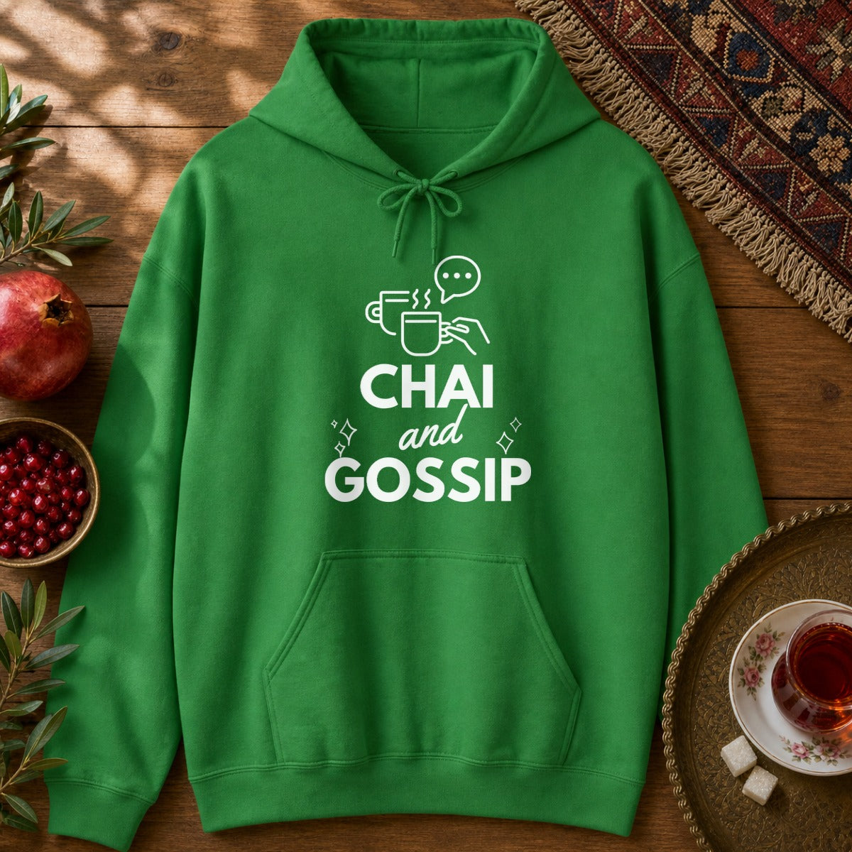 Chai and Gossip Hoodie - Irish Green