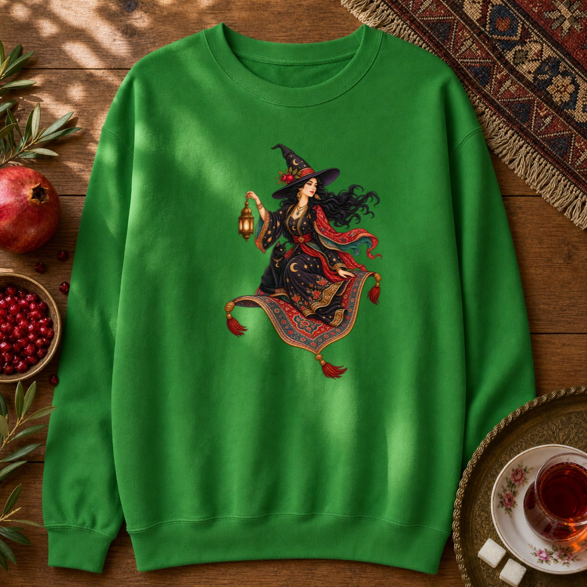 Witch and the Magic Carpet Sweatshirt - Irish Green