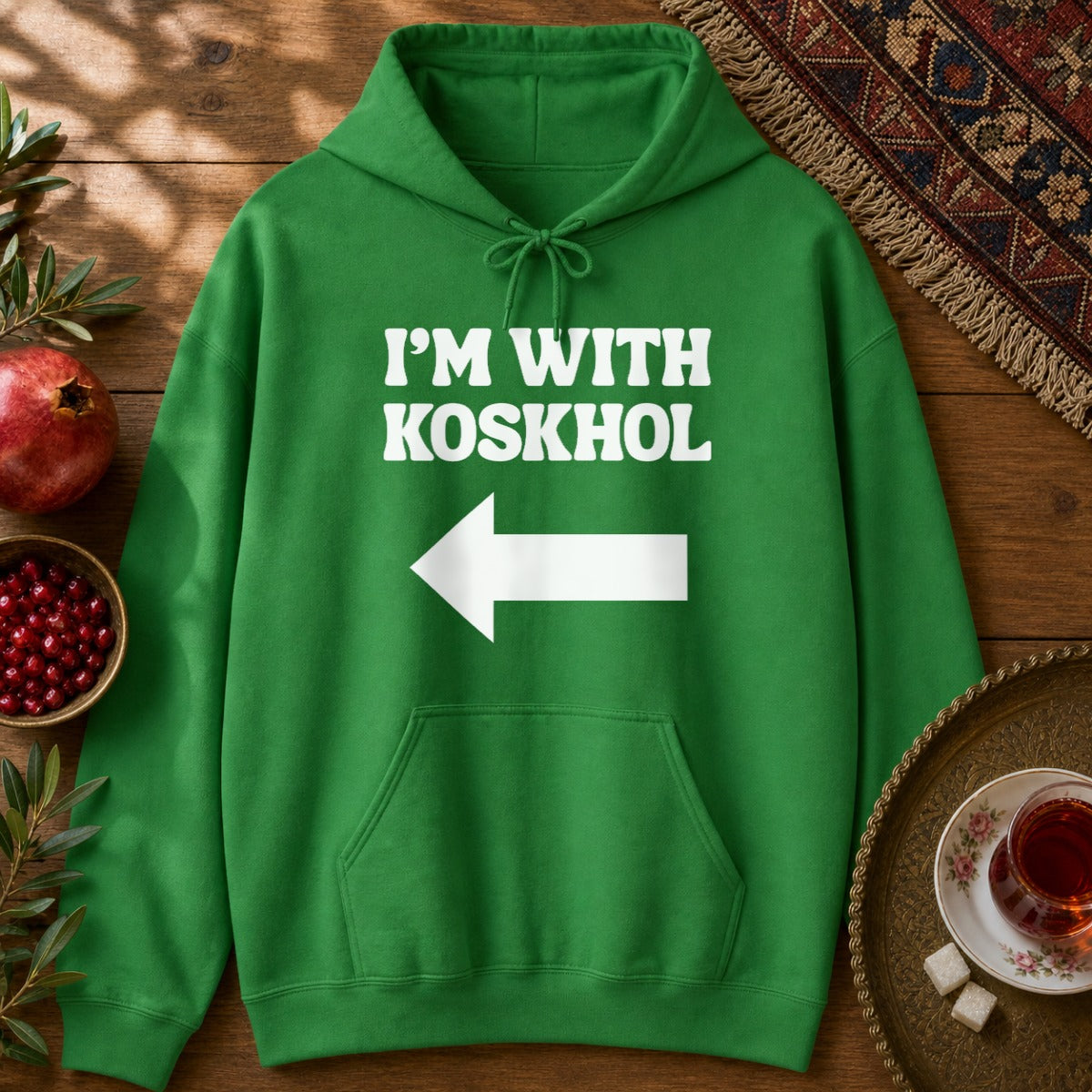 I'm with Koskhol - Right Hoodie - Irish Green